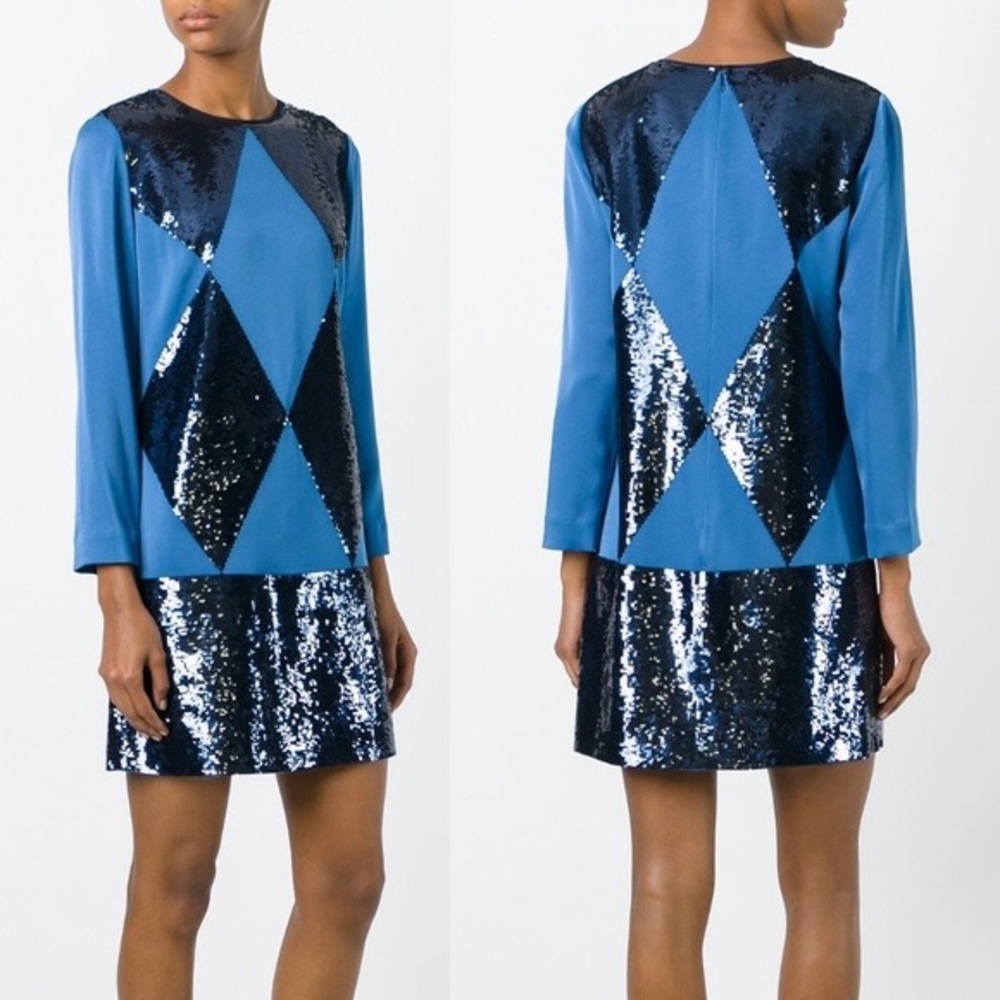Tory Burch Blue Sequin Diamond Dress
